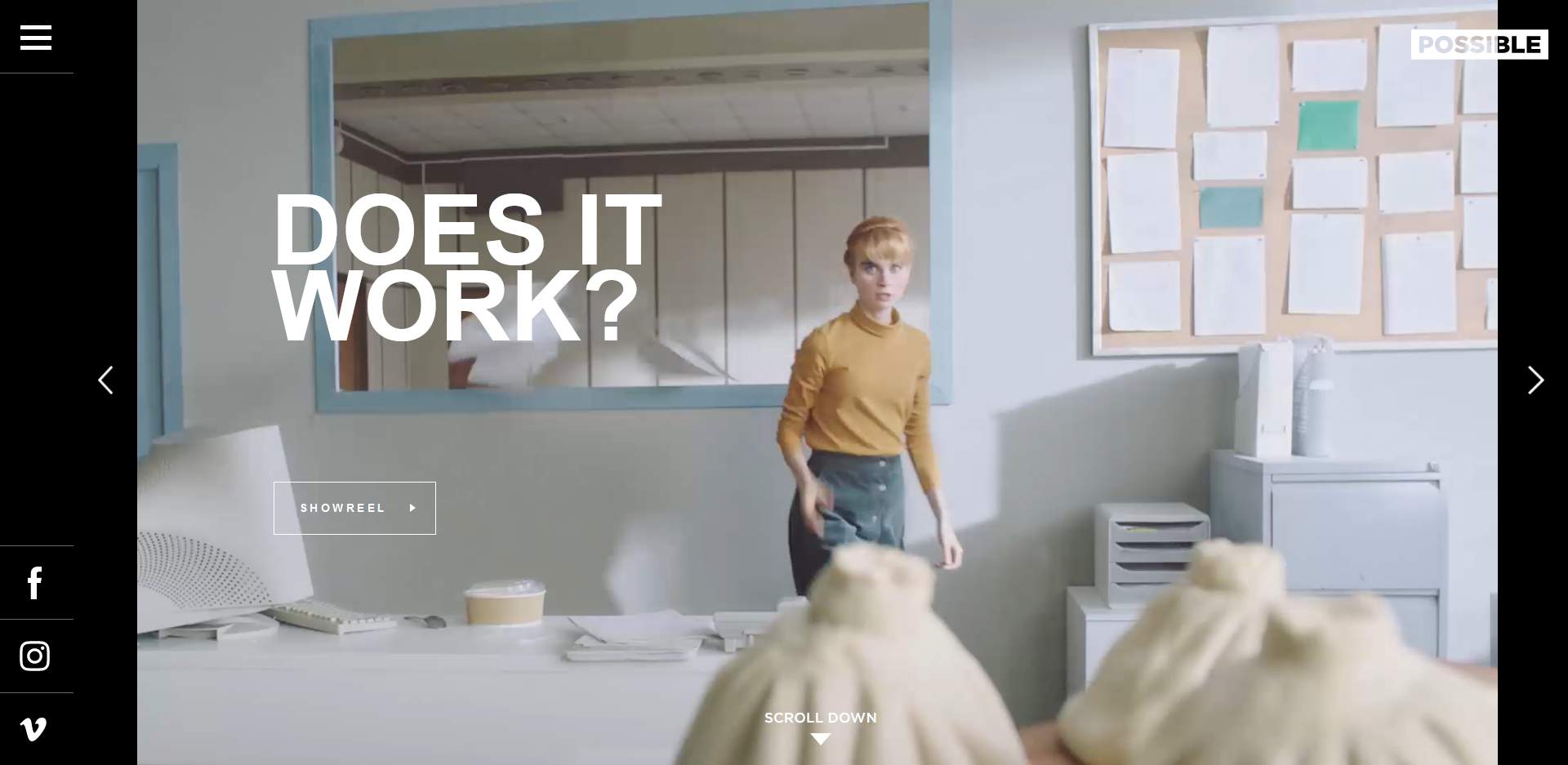 Screenshot of Possible's homepage showing a video that details their expertise as a web design company.